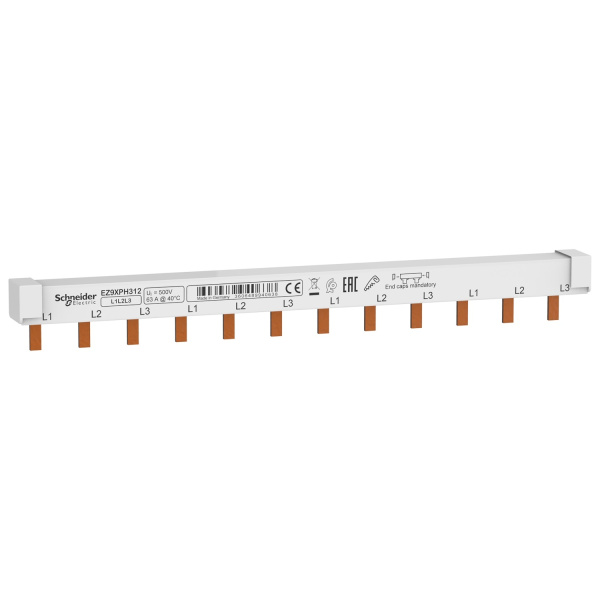  | ШИНКА ГРЕБ. 3П (L1L2L3) 12МОД ШАГ 18ММ 63А, Schneider Electric
