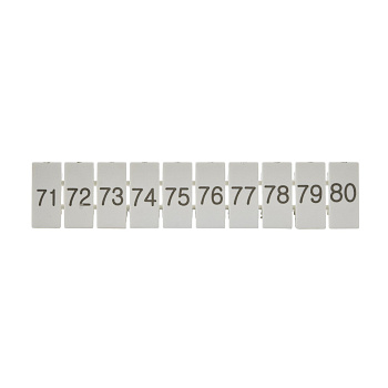 ZB5(71-80)  | Маркировка верхняя горизонтальная для клемм 2.5 кв.мм, 71-80 (1 лист = 10 шт.), Clims 