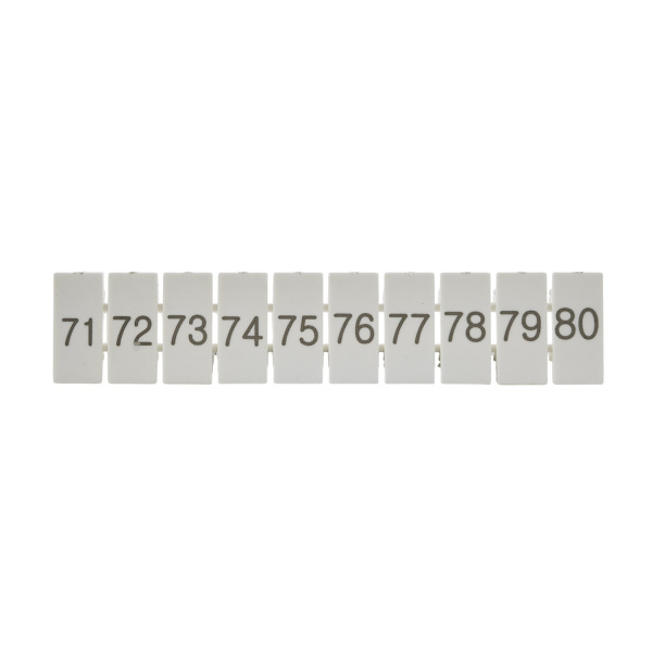 ZB5(71-80)  | Маркировка верхняя горизонтальная для клемм 2.5 кв.мм, 71-80 (1 лист = 10 шт.), Clims 