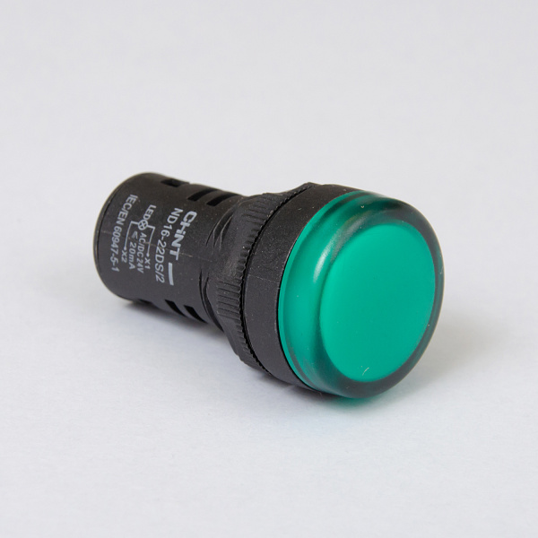 592940 | Индикатор ND16-22DS/2 укороченный корпус, встроенный резистор, зелёный, 24В AC/DC, Chint