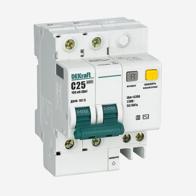 15303DEK | Выключатель автоматический дифференциального тока (АВДТ) 2P 50A 100мА AC-S селективный ДИФ-101 S, Dekraft