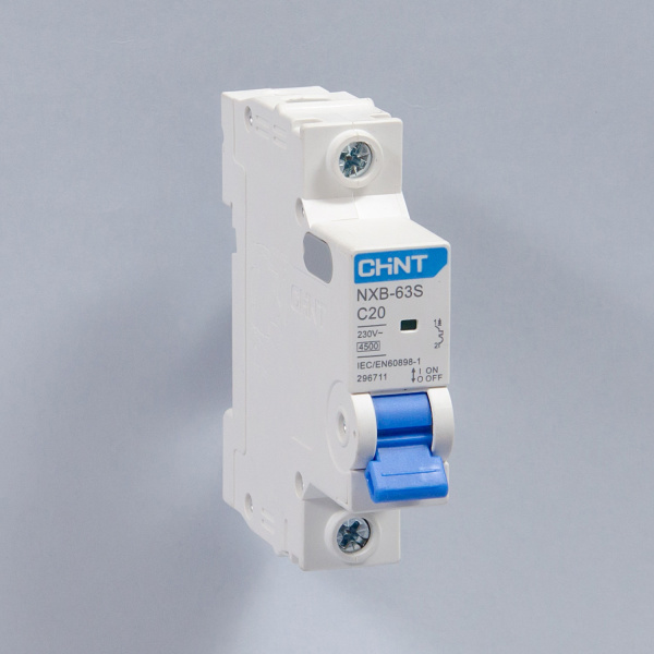 296711 | Автоматический выключатель NXB-63S 1P 20А 4,5кА характеристика C, Chint