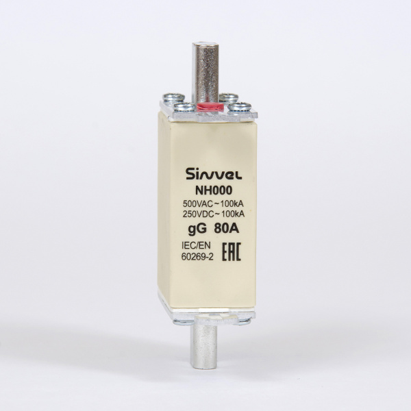 FNH000S-80 | Предохранитель 80 A, габарит 000, gG, 500 B AC/ 250 B DC, боёк, Sinvel 