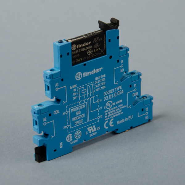 385100240060 | Интерфейсное реле винт. зажим, серия 38, 24В AC/DC, 6A, 1CO, Finder