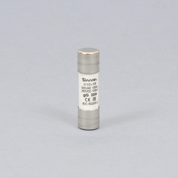 SV1038-20 | Плавкая вставка 20 А, gG, 10х38 мм, 500 В АС/ 250 B DC, Sinvel 