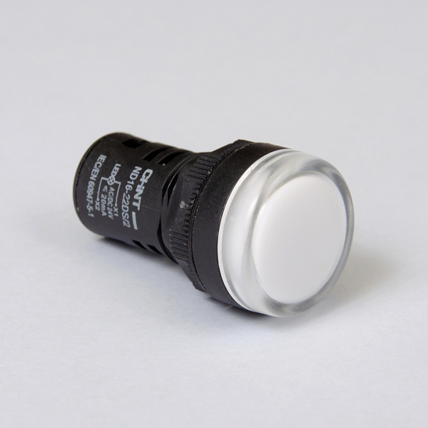 593085 | Индикатор ND16-22DS/4 укороченный корпус, встроенный конденсатор, белый 230В АС, Chint