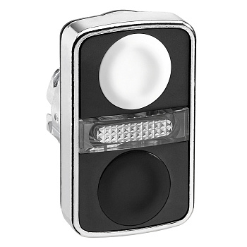 ZB4BW7A1720 | Головка кнопки двойная белая/черная + LED, без маркировки, Schneider Electric