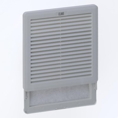 Вентилятор с фильтром 138 м3/ч, 230В AC, Slide 200x200мм, вырез 177x177мм, RAL7035