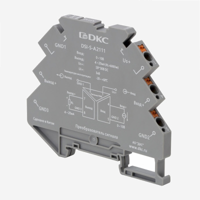 dkcDSI-S-A2111 | Преобразователь сигнала DSI-S, 6,2 мм 1 вход 0…10 В, 1 выход 4…20 мА, DKC
