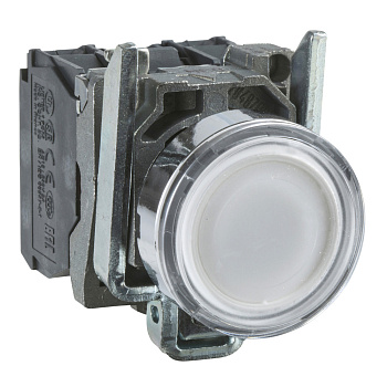 XB4BW31G5 | Кнопка с подсветкой 110В AC с возвратом, белая, 1НО+1НЗ, Schneider Electric