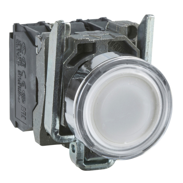 XB4BW31G5 | Кнопка с подсветкой 110В AC с возвратом, белая, 1НО+1НЗ, Schneider Electric