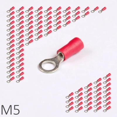 Наконечник изолированный 0,5-1,5 кв.мм кольцевой M5, красный (уп.-100шт.), ID RF-M5
