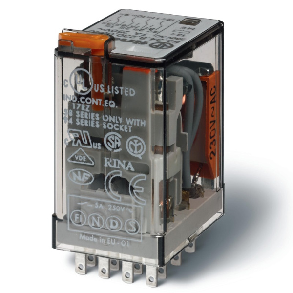 553481100040 | Универсальное реле, серия 55, 110В AC, 7 А, 4CO, Finder