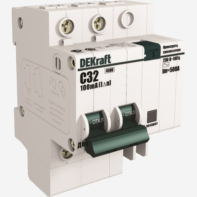 15160DEK | АВДТ 1P+N 32А 30мА тип AC  характеристика C ДИФ-101 4,5кА, Dekraft