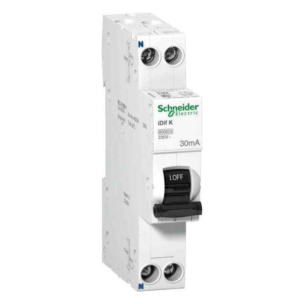 A9D63616 | Дифференциальный автомат Acti9 iDif K, 1P+N 16А кривая C, 30мА, тип AC, 6кА, Schneider Electric