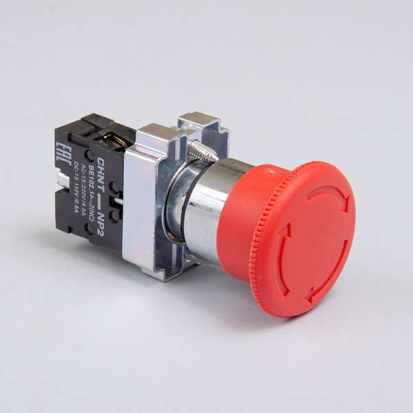 574862 | Кнопка грибок диаметр 40мм, фиксация, NP2-BS542, красная, 1НЗ, IP40, Chint