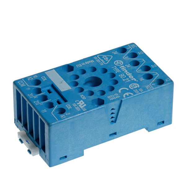 9020SMA | Розетка 2P, с металлической клипсой и винтовыми клеммами, для реле 60.12, Finder