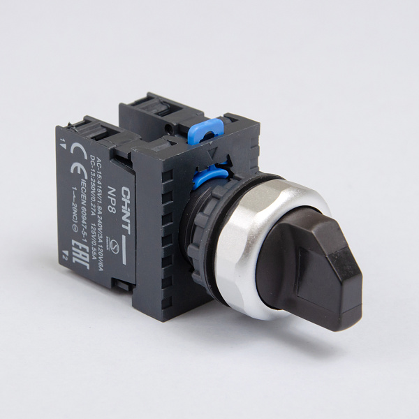 578129 | Переключатель, NP8-11X/212, 2 положения, фиксация, черный, 1НО+1НЗ, IP65, Chint