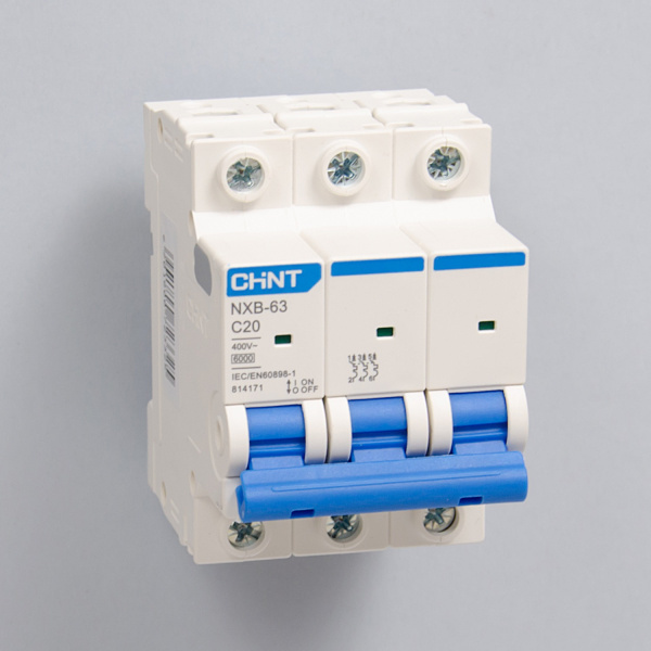 814171 | Автоматический выключатель NXB-63 3P 20А 6кА характеристика C, Chint