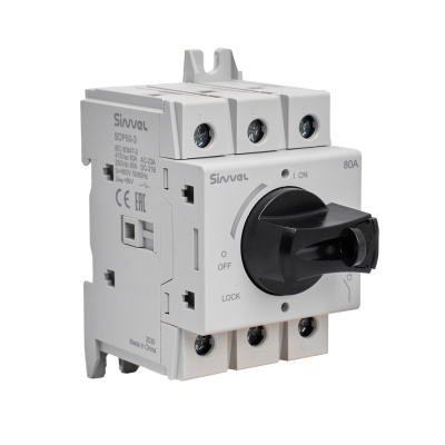 SDP80-3 | Выключатель-разъединитель, 80 А, 3Р, ручка прямого монтажа с блокировкой, Sinvel