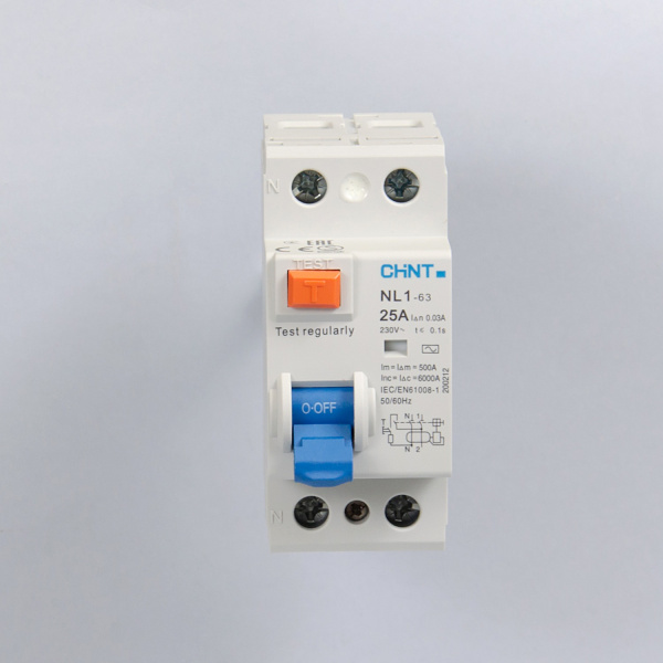 200212 | ВДТ (УЗО) NL1-63 2P 25А 30мА 6кА тип AC (DB), Chint