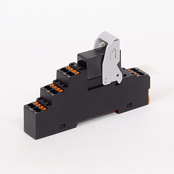 HF115-024DC-2-P | Комплект реле: колодка Push-in;пластик.клипса;маркер + реле Hongfa 2CO 8A; AgNi; катушка 24B DC, ID
