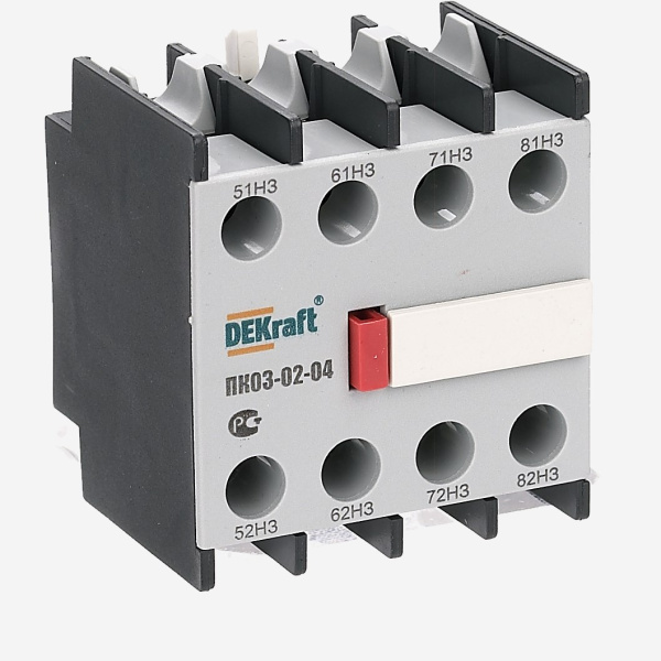 24107DEK | Приставка контактная боковая дополнительные контакты 1НО+3НЗ ПК-03, Dekraft