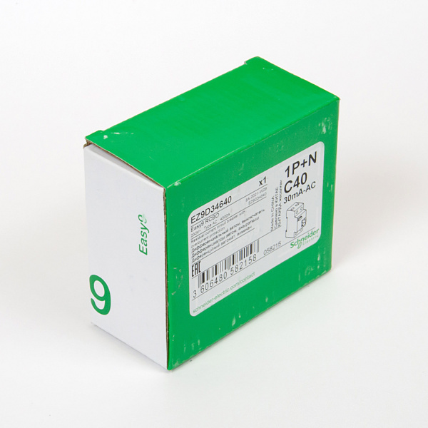  | Дифференциальный автомат Easy9, 1p+N 40А, кривая C, 30мА, тип AC, 4,5кА, Schneider Electric