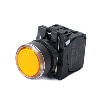 SB5AW35B5 | Кнопка жёлтая, пластик, 24В DC, 1НО+1НЗ, Systeme Electric