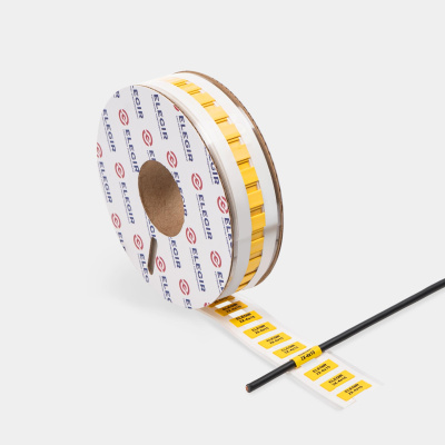 21504611 | Маркер плоский MFSS-2X-4-15/1-Y желтый, длина маркера 15мм, Ø 4-2мм, до 2,5 кв.мм (рулон - 900 шт.), Elegir 
