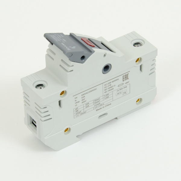 SV63-1S | Модульный ПВР, 63 А, 1Р, для 14х51мм, LED, 690 B AC/ 250 B DC, Sinvel 