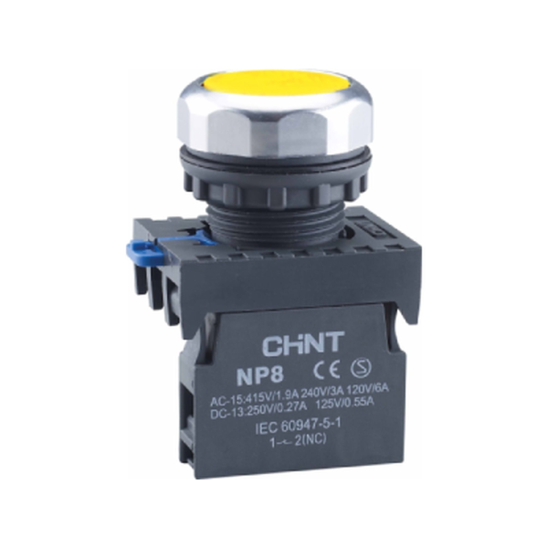 667333 | Кнопка NP8-10BN/5 жёлтая, 1НО, IP65, Chint