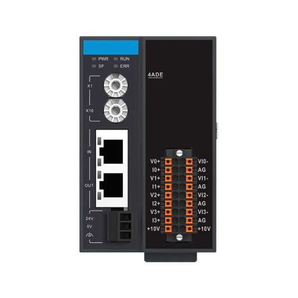 GR10-4ADE | Модуль расширения ведомый EtherCAT 4 аналоговых входа, съемный пружинный зажим, Inovance