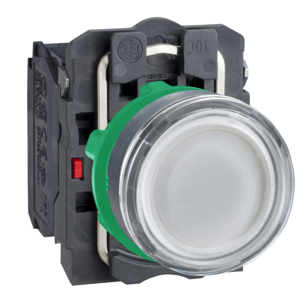 XB5AW3165 | Кнопка с подсветкой 250В AC, с возвратом, 1НО+1НЗ, белая, Schneider Electric