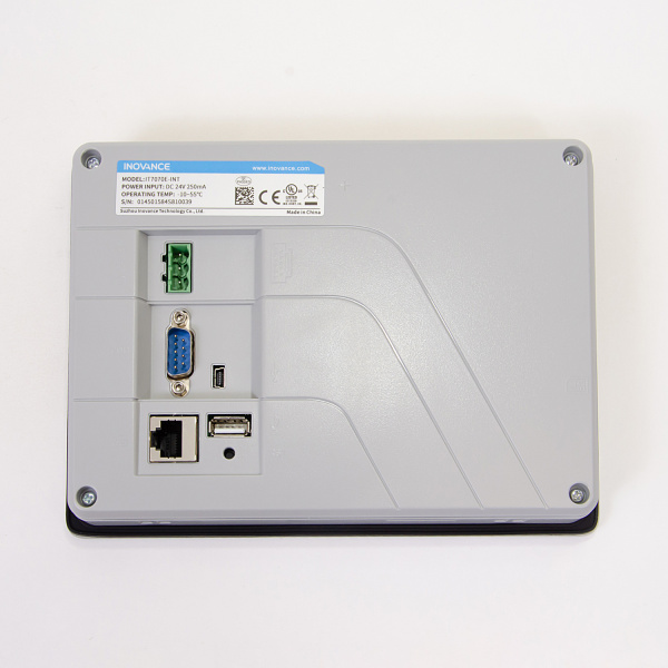 IT7070E | HMI 7 дюймов, LCD экран, разр. 800*480, цветность 24бит , 24В DC, 2 x RS485, 1 x RS232, 1 x USB mini, Inovance