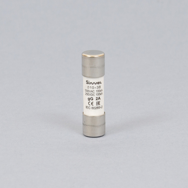 SV1038-2 | Плавкая вставка 2 А, gG, 10х38 мм, 500 В АС/ 250 B DC, Sinvel 