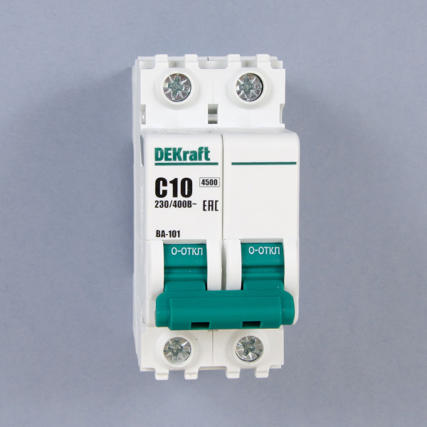 11065DEK | Автоматический выключатель ВА-101 2P 10А C 4.5кА, Dekraft