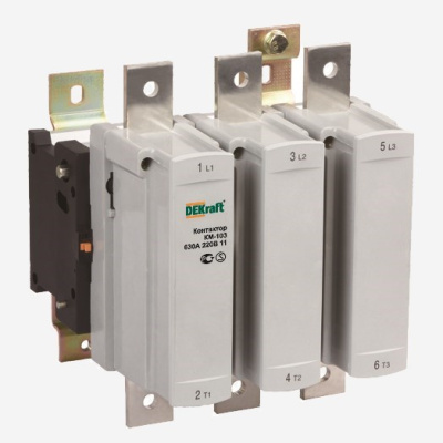 22167DEK | Контактор 630А 380В АС3 1НО+1НЗ КМ-103 DEKraft, Dekraft