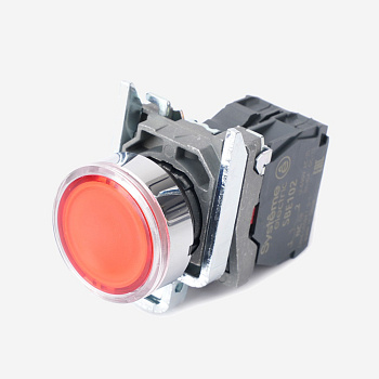 SB4BW34B2 | Кнопка красная, металл, подсветка 24В DC, 1НЗ, Systeme Electric