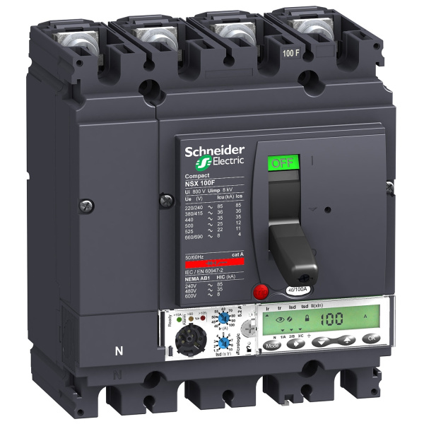 LV430886 | Автоматический выключатель NSX160F Micrologic 5.2A 4P3d 100A 36кА, Schneider Electric