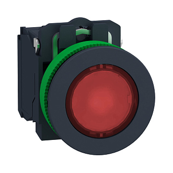 XB5FW34B5 | Кнопка с подсветкой 24В AC/DC, с возвратом, 1НО+1НЗ, красный, Schneider Electric