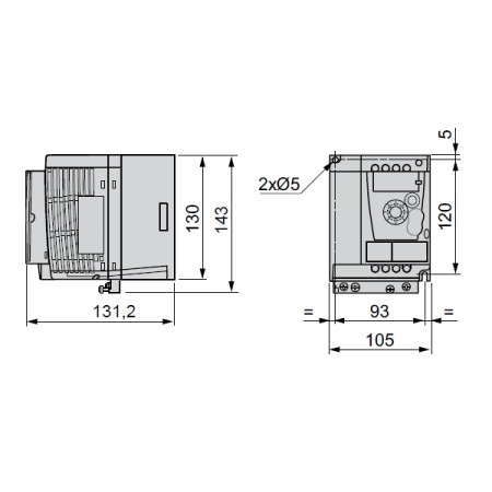ATV12HU22M2 | Преобразователь частоты, серия ATV12, 2,2 кВт, 10 А, перегрузка 150 %, 220 В, 1ф, Schneider Electric