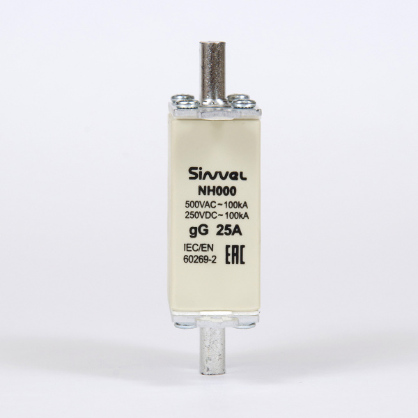 FNH000S-25 | Предохранитель 25 A, габарит 000, gG, 500 B AC/ 250 B DC, боёк, Sinvel 