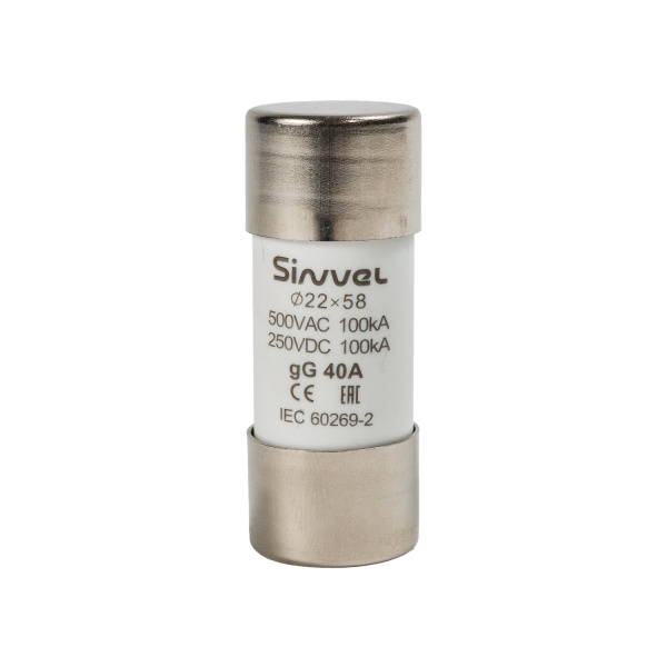 SV2258-40 | Плавкая вставка 40 А, gG, 22х58 мм, 500 В АС/ 250 B DC, Sinvel 