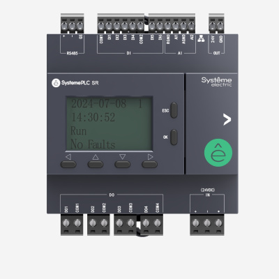 ZR2PP11BD2A | Интеллектуальное реле SR2; 24 VDC; дисплей; 12 IO: 6 DI, 4 DO (реле); 2 AI; 1xRS485, 1xRJ45, Systeme Electric
