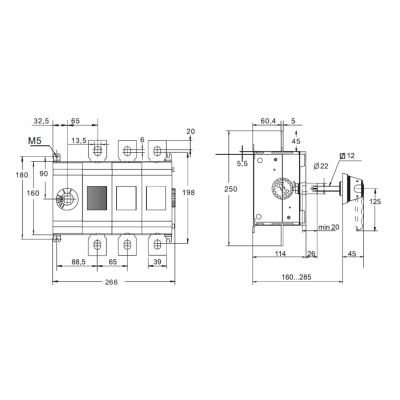 SDV800-3 | Выключатель-разъединитель, 800 А, 3Р, видимый разрыв, без ручки, Sinvel