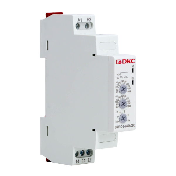dkcDRV-C-1-240ACDC | Реле контроля напряжения однофазное,  тип DRV, конфигурация контакта 1CO, 110-240В AC/DC, DKC
