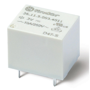 361190054011 | Миниатюрное реле, формат "кубик сахара", серия 36, 5В DC, 10А, 1CO, Finder