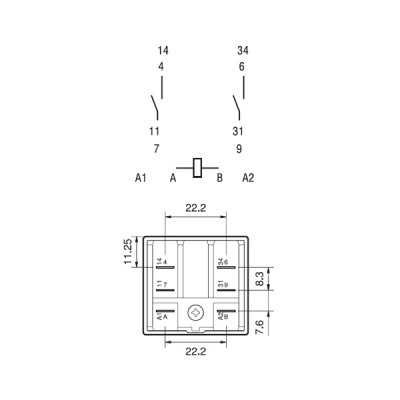 623280240300 | Реле с клеммами в розетку или наконечники Faston 187 серии 62.32, управление 24В AC, контакты AgCdO , Finder