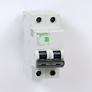 EZ9F86250 | Easy9, 2p, 50А, кривая D, 6кА — Автоматический выключатель, Schneider Electric